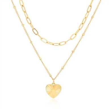 Paperiliitin kerroksittainen kaulakoru sydänriipus