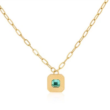 Paperclip Link Chain kaulakoru neliömäinen riipus