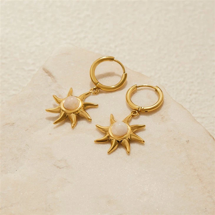 Moonstone Sun Hoop Earrings best