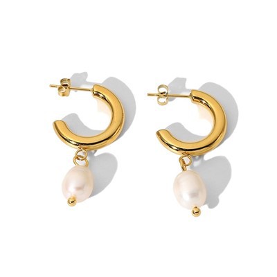 Pearl Drop Hoops
