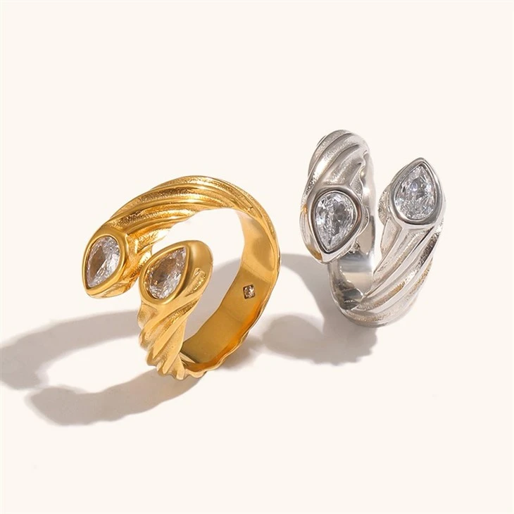 Twist Dual Stone Ring high quality